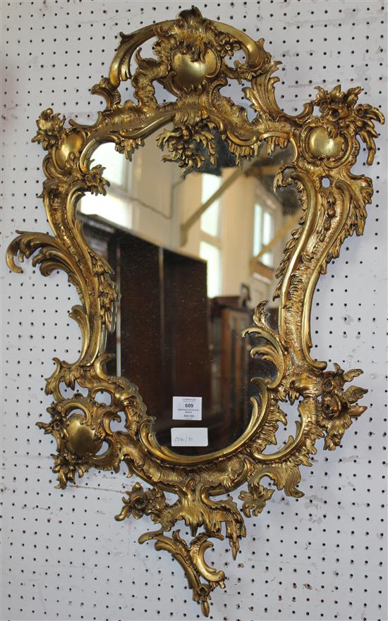 Brass Rococo revival mirror(-)